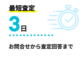 最短査定3日 お問合せから査定回答まで